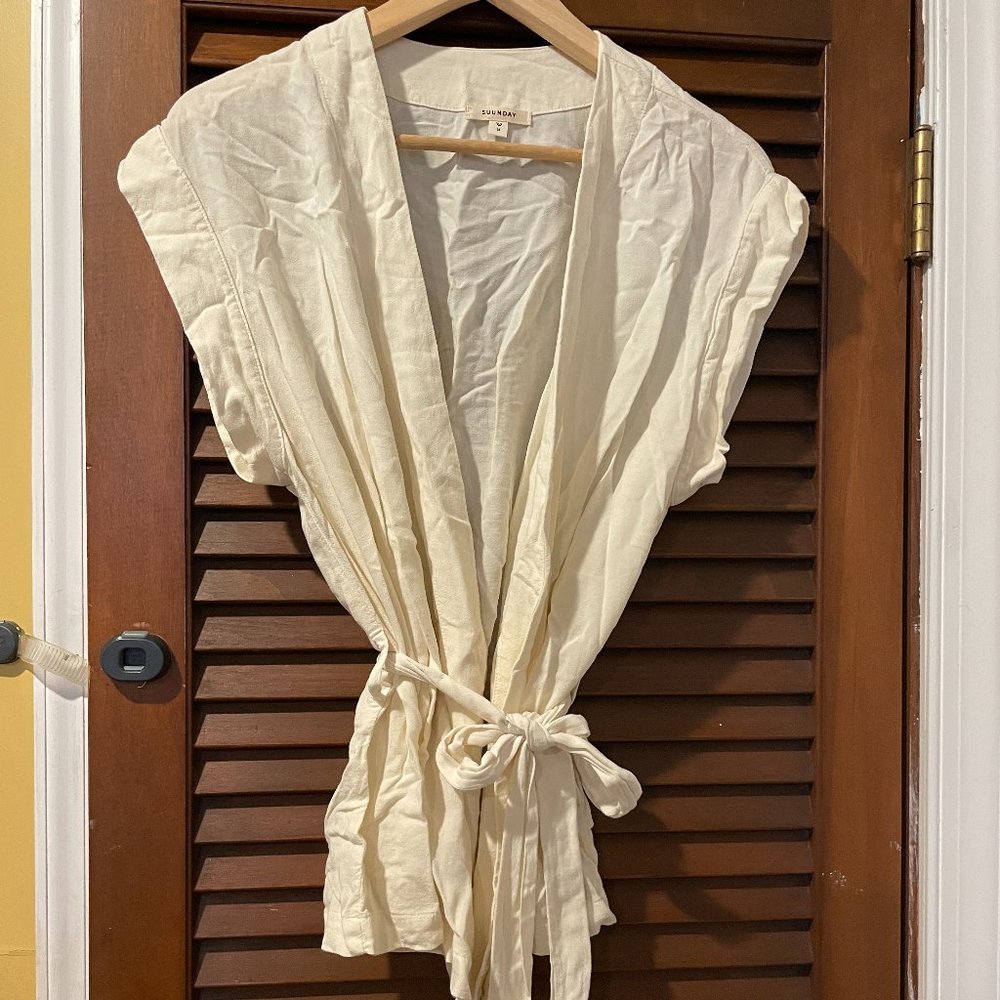 Suunday Wrap Top, SZ M, Cream